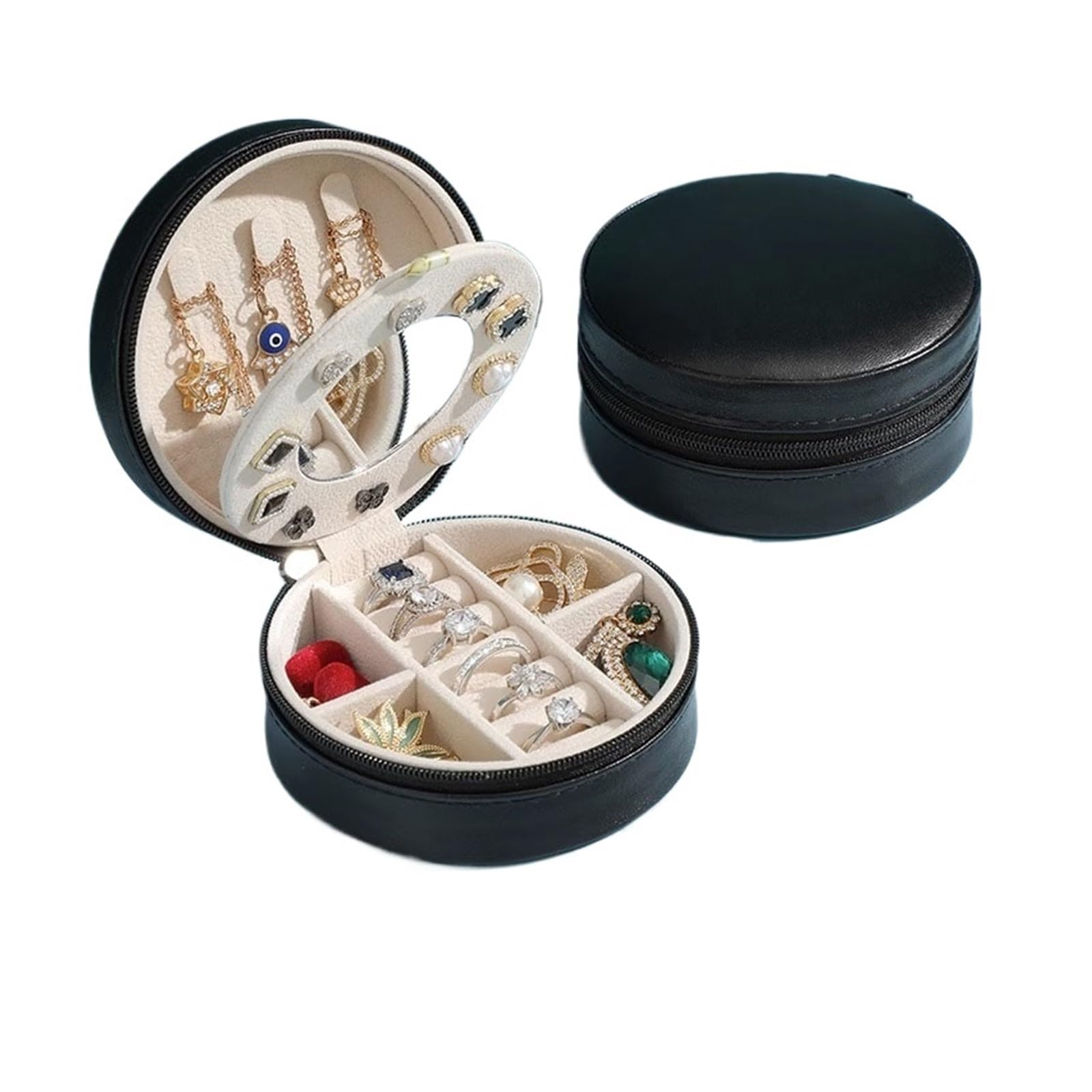 LOVSSU Small Jewelry Box Multilayer Jewelry Box Small Stud Earrings Ring Receive Necklaces(Black)