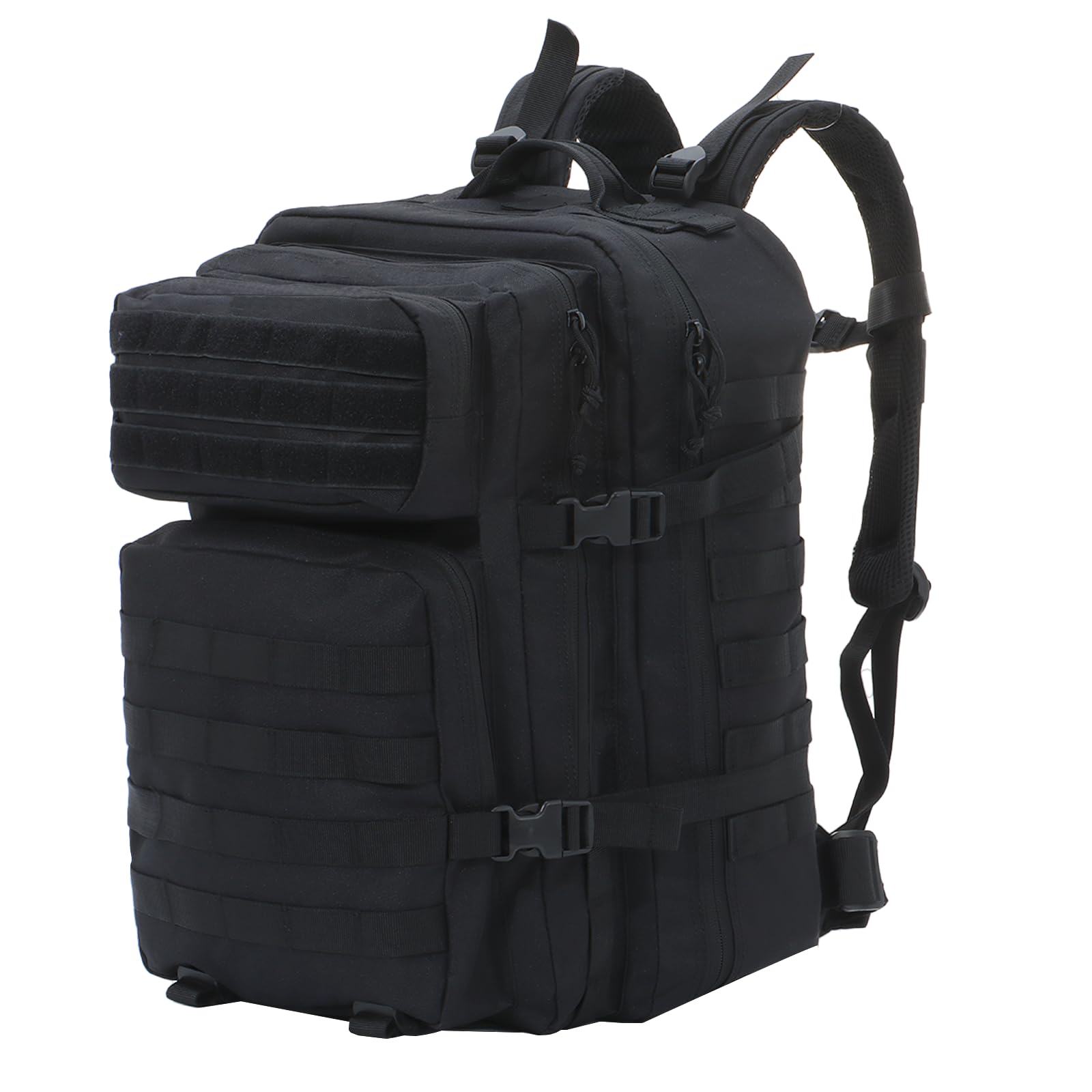 BWBIKE 40L Zaini Tattici Militari Zaino da Escursionismo all'aperto Impermeabile Camo Daypack Durable Molle Army 3 Giorni Assault Pack Spazioso Zaino da Trekking,Nero