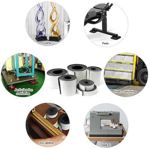 Miniatura 7 de Neoprene Rubber Sheet Self Adhesive, Solid Rubber Sheets, Rolls & Strips for Crafts, Pads, Protection, Supports, Leveling, Anti-Vibration, Anti-Slip