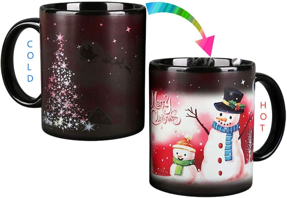 yuyiqi Heat Changing Snowman Ceramic Mug Colour Changing