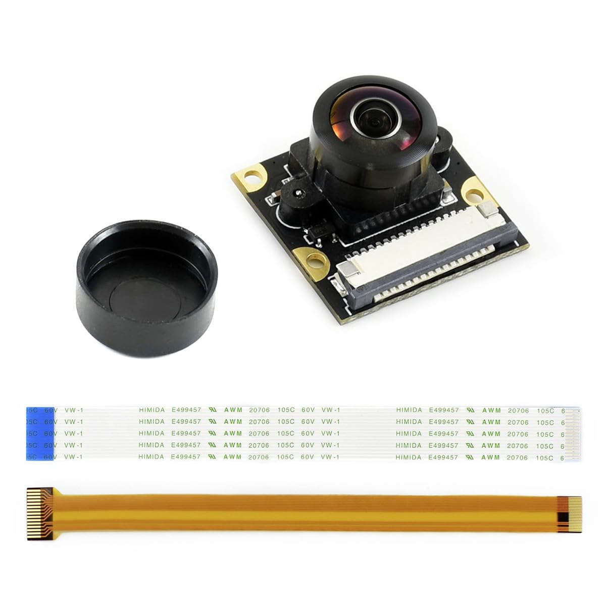 Waveshare IMX219-200 Camera for Jetson Nano Developer Kit Compatible with Raspberry Pi 5 /Pi4/CM4, 8 Megapixels 200° FOV Suits for AI Projects Face and License Plate Recognition Road Mark Detection