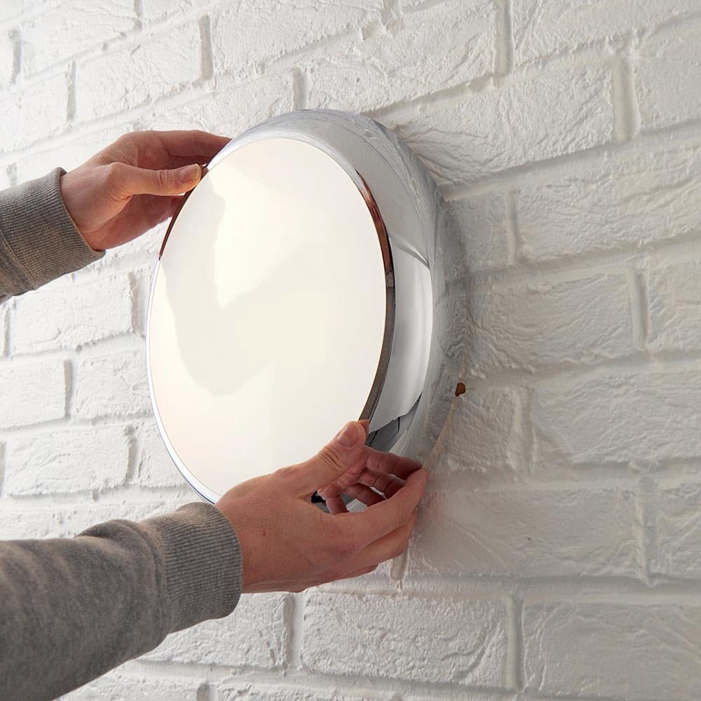 LED 2D Chrome Bulkhead 18W Round IP65 CCT Selectable Tri Colour Ceiling & Wall Light in Chrome - Standard, Microwave Sensor, Emergency & Microwave Sensor + Emergency (Standard)