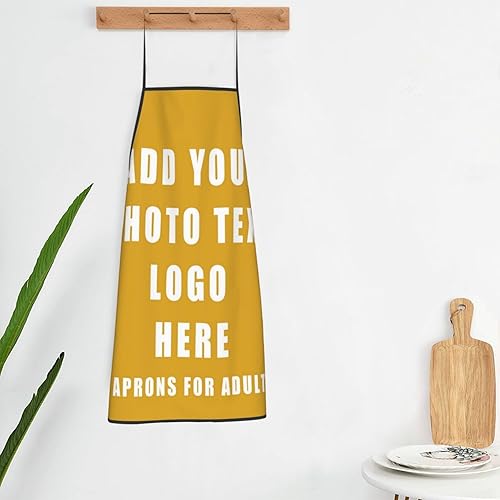Vista 4 de Delantales personalizados para mujeres y hombres, delantal unisex personalizado con su logotipo de texto y imagen