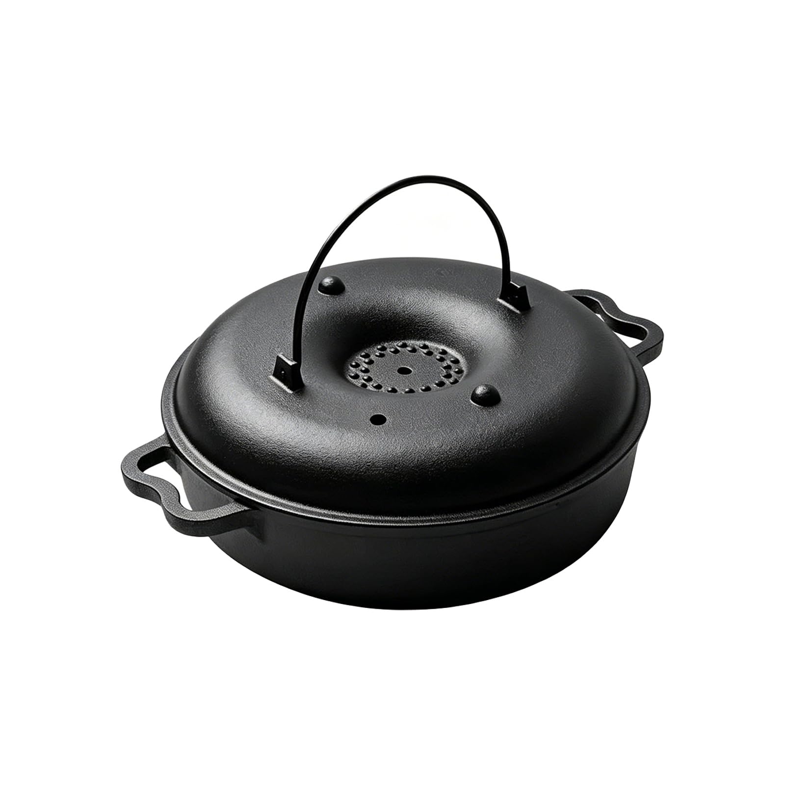 MALSSE Cast Iron Cookware Skillets Roaster Pan for Roasting Vegetables Meats Garlic Potatoes for Outdoor Indoor Cooking Use Cast Iron Roaster Pan