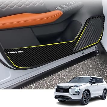 Custom Interior Accessories 4PCS for Mitsubishi Outlander 2022 2023 2024 Leather Car Door Anti Kick Pad Stickers Car Door Protective Decal Carbon Trim Wrap