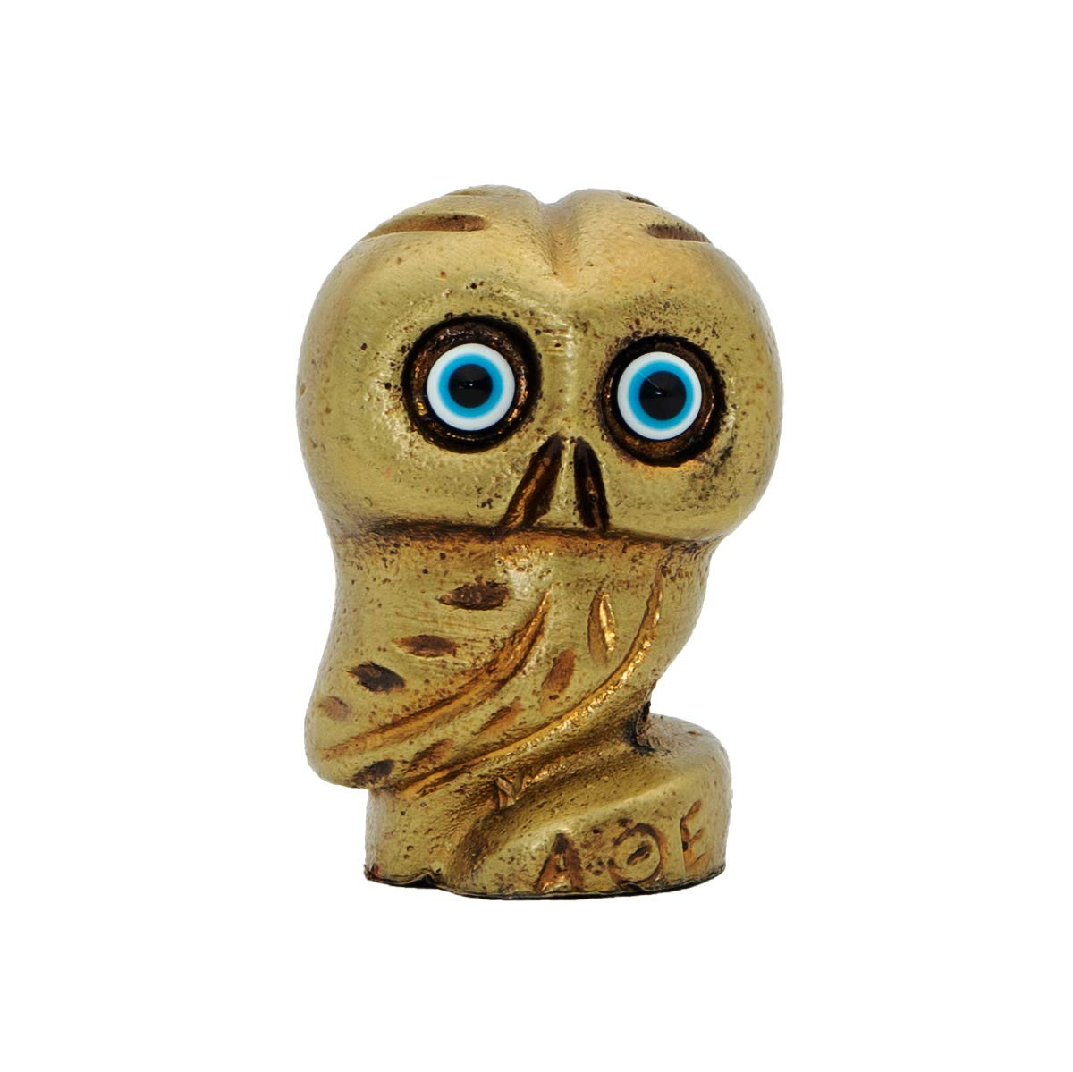 Helcee Handmade Bronze Plated Small Owl Statue 2 in