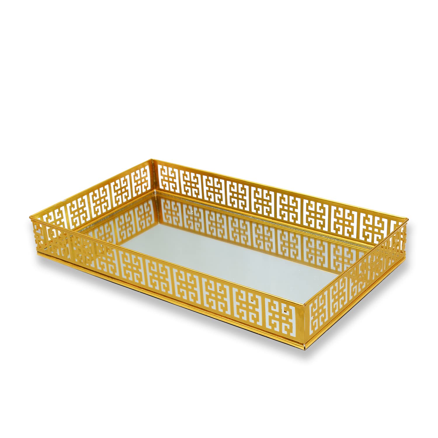 ekaaksh The Everything Store Ekaaksh Gifting Best Wishes Trays/Hamper| Gift Packing Tray |Wedding Tray| Latest Metal Tray For Decoration| Tray For Gifting Best Wishes Motif Hamper Trousseau Packing Tray, Rectangular (Gold)