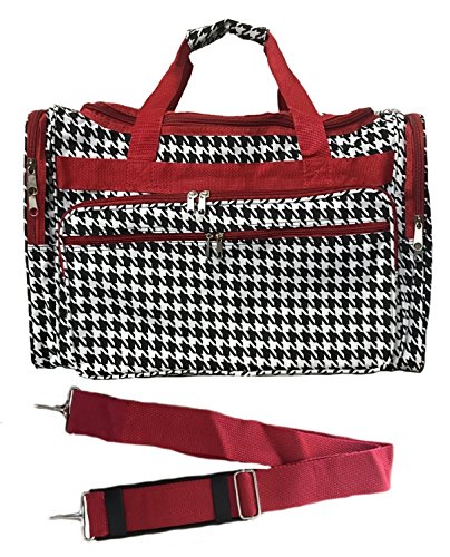 19-inch Duffle Bag | Multiple Design | Travel Size Duffel Bag by Unique Traveler (Houndstooth-Red Trim)
