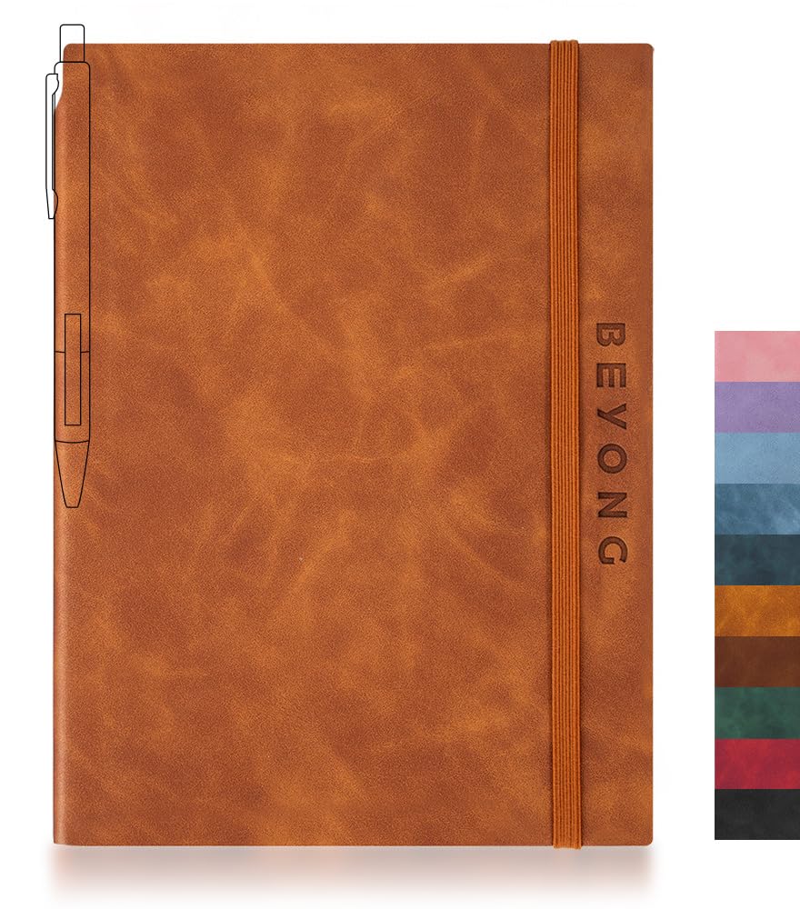 BEYONG Notizbuch, liniert, 200 Seiten, A5, Softcover, Leder, Tagebücher zum Schreiben, Notizen, Tagebuch, Bibel, Arbeit und Reisen, für Damen und Herren, 15,5 x 22,5 cm, Braun