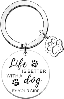 Dog Keyring Gifts for Women Men Dog Paw Print Keychain for Dog Lover Dog Mum Dog Dad Dog Owner Animal Rescue Life is Better with A Dog Keyring