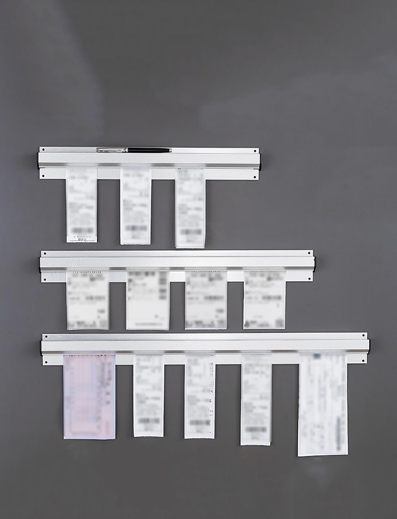 Raccoglitore di ordini in alluminio | Porta ricevute da parete con dispositivo di presa ordini in alluminio di varie dimensioni(120cm)