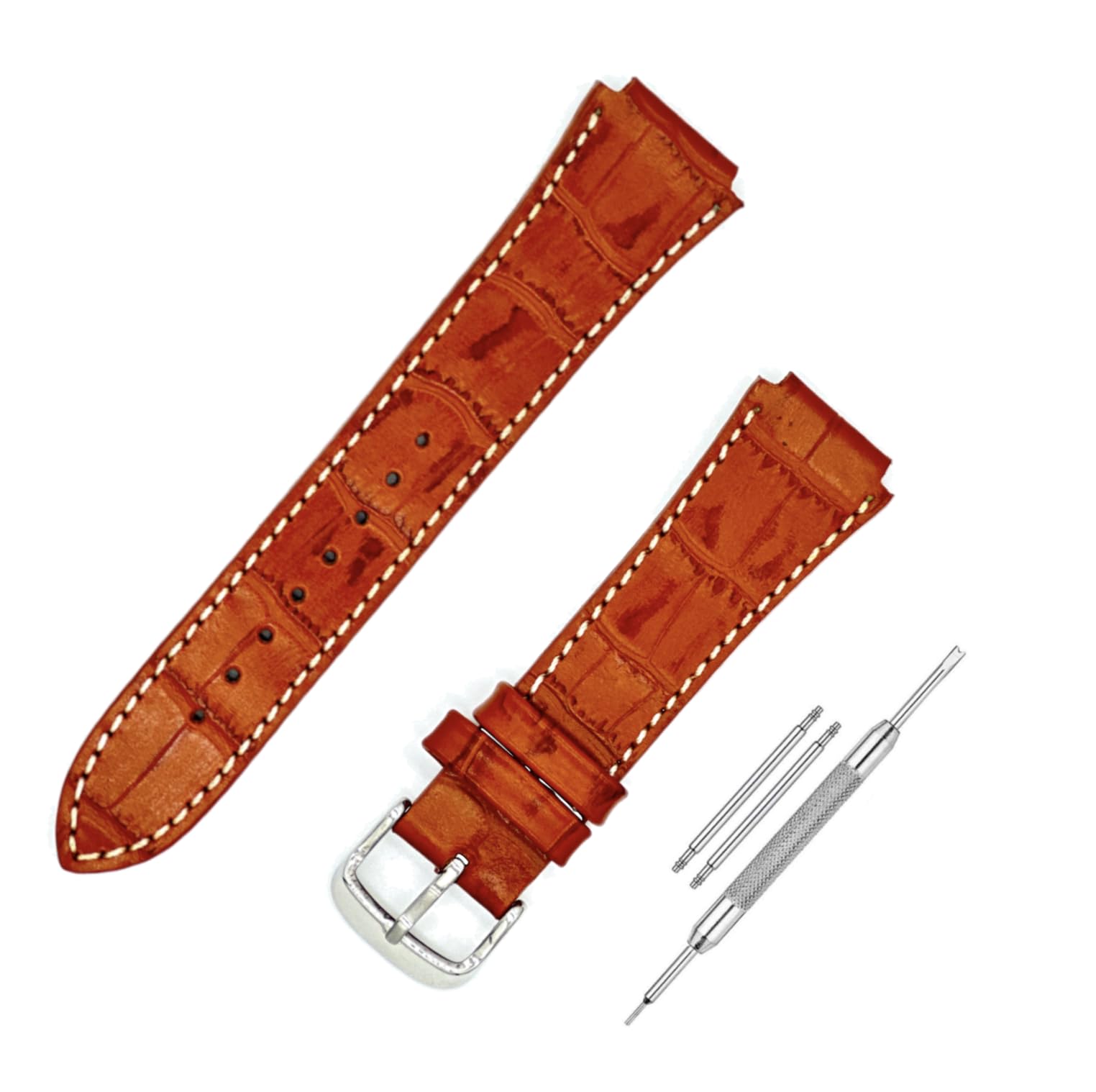 Lineon 18mm Genuine Leather Watch Strap Cut Pattern Specially Compatible With CASIO Royale ae1200, DW-291H, F-91W, F91W, AE-1400wh, A168WA, SGW-300, W-218H, AE-1000w, A158wa with Tool and Pins