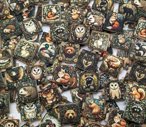Woodland Animal Ceramic Mosaic Tiles Assorted Matte Porcelain Pieces for DIY Crafts, Jewelry, Wall Art and Mixed Media Projects