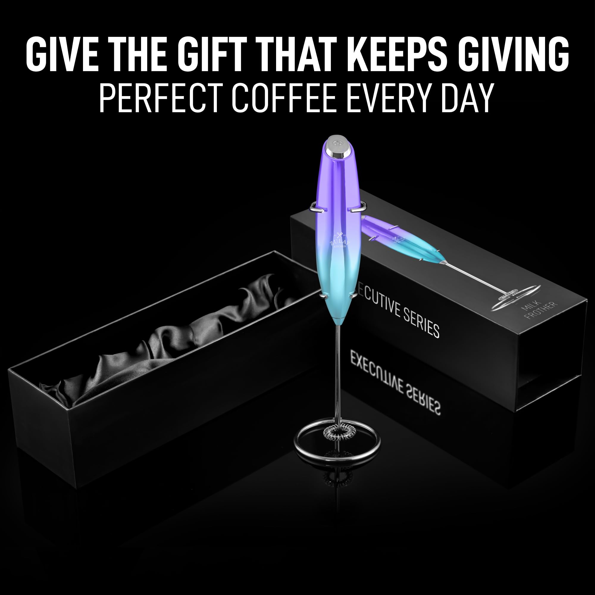 Zulay Executive Series - Montalatte per caffè con finitura radiosa e di lusso, per preparare il latte portatile, montalatte elettrico, portatile, per latte macchiato, con raggi UV, Aurora
