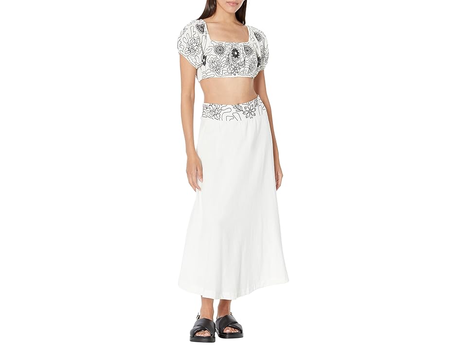 Free People Lotus Set Dress (White/Black Combo) Women's Dress INTERNATIONAL SHIPPING