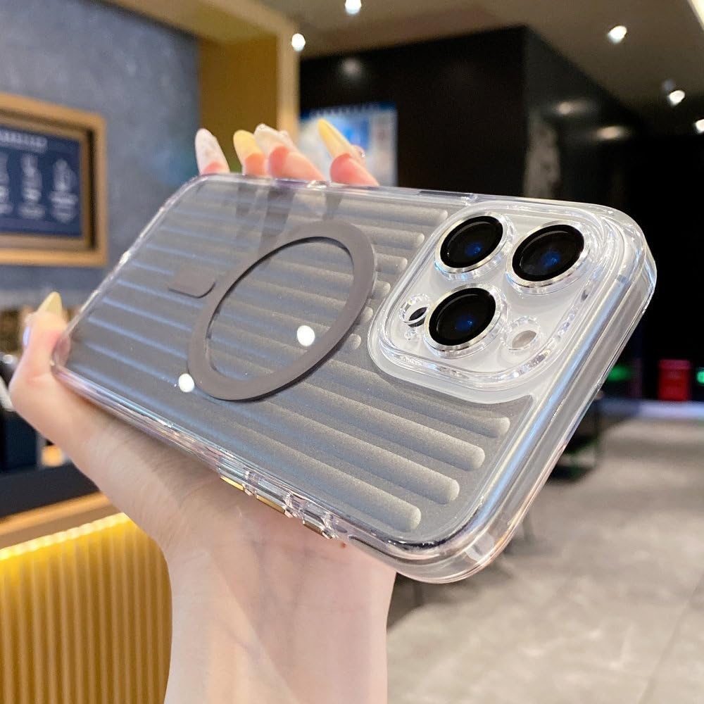 Etui magnetyczne z 3D paskiem do iPhone'a 14, 15, 16 Pro Max, z ładowaniem bezprzewodowym i wstrząsoodpornym zderzakiem, szare, do iPhone'a 15 Pro Max