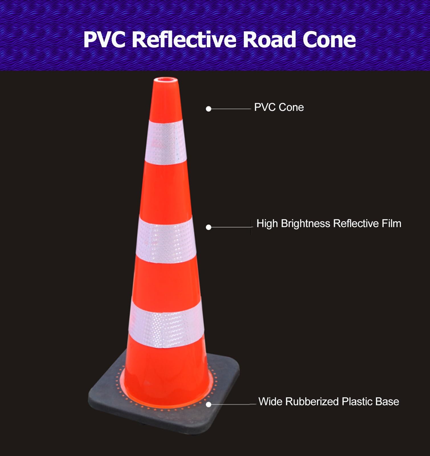 Poste señalizacion trafico 8 paquetes de conos de seguridad para estacionamiento en carretera, base de PVC, cono de tráfico de plástico flexible con collares reflectantes, para el hogar/calzadas(70cm/