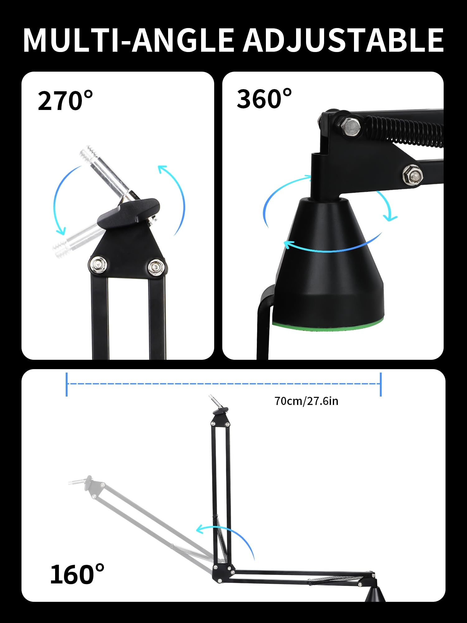 Youshares Low Profile Mic Arm - Adjustable Boom Arm Stand Compatible with HyperX, FIFINE, Blue Yeti and Most Mics - Podcast, Streaming - Image 4