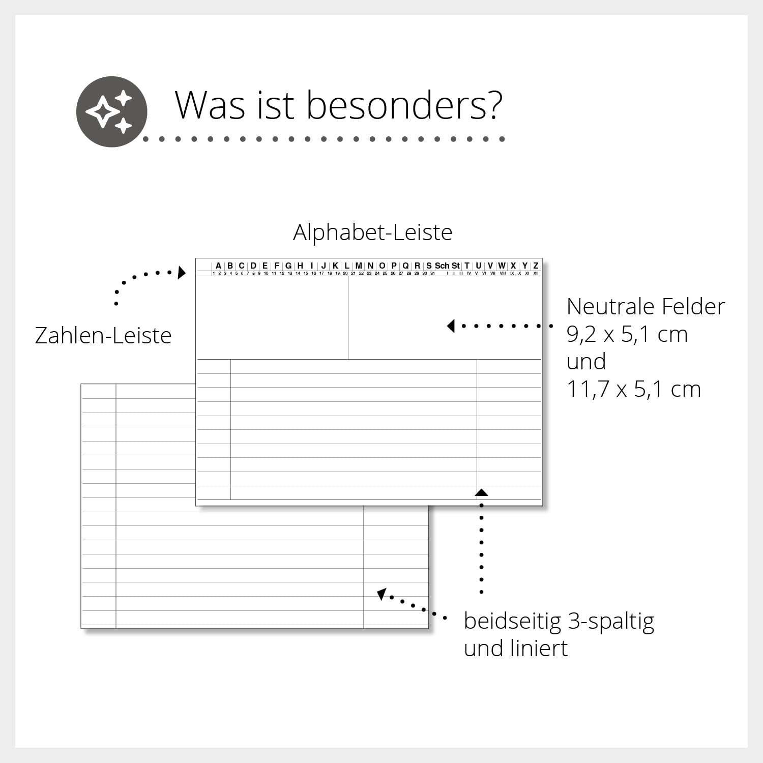 Patientenkartei mit Alphabetleiste neutral | 100 Stück | DIN A5 | Weiß | 190 g m² Spezialkarton | beidseitig liniert | Meyer-Wagenfeld