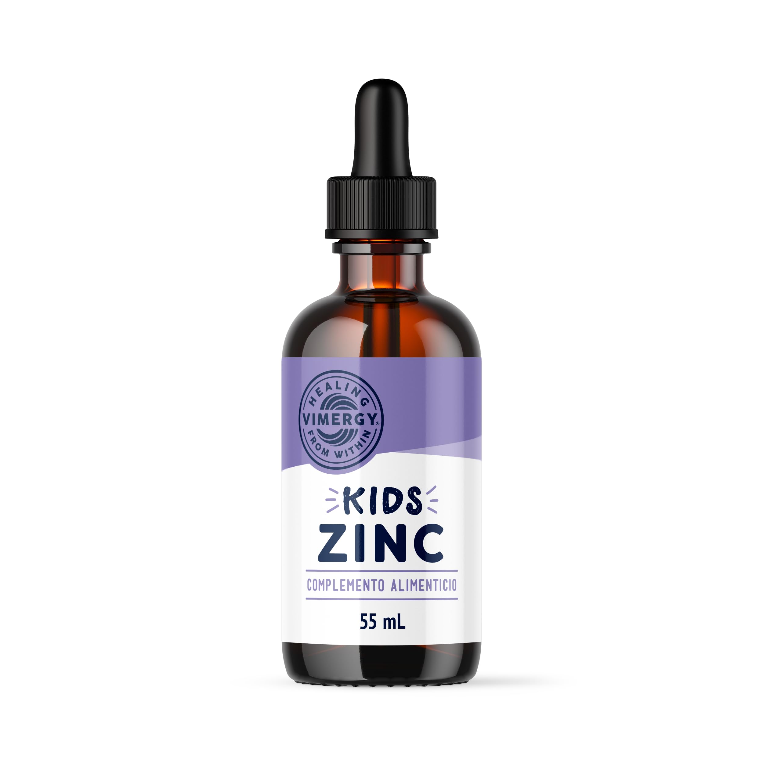 Vimergy Kids Zinc – 55 ml - Suplemento de Zinc para Niños – Zinc Líquido de Rápida Absorción – Desarrollo del Cerebro y Físico - Sin Azúcar, Gluten, Colorantes ni Saborizantes – Vegano y Paleo