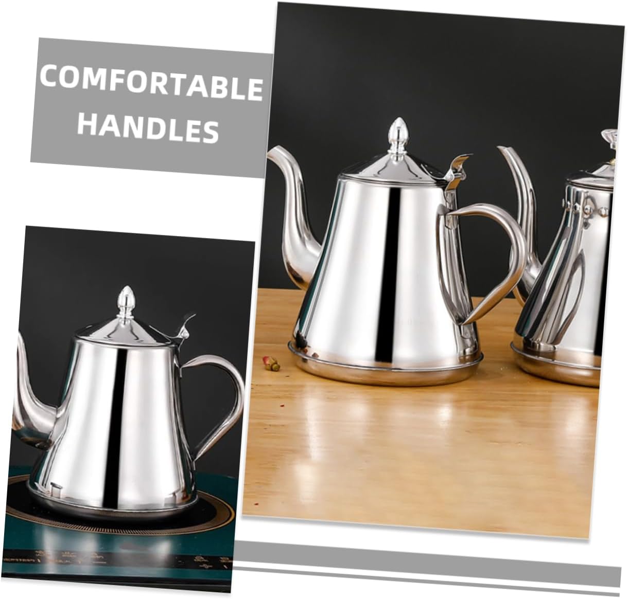 Stainless Kettle with Long Spout and Filter and Teapot for Home Office Camping Easy Water Control for Coffee Lovers