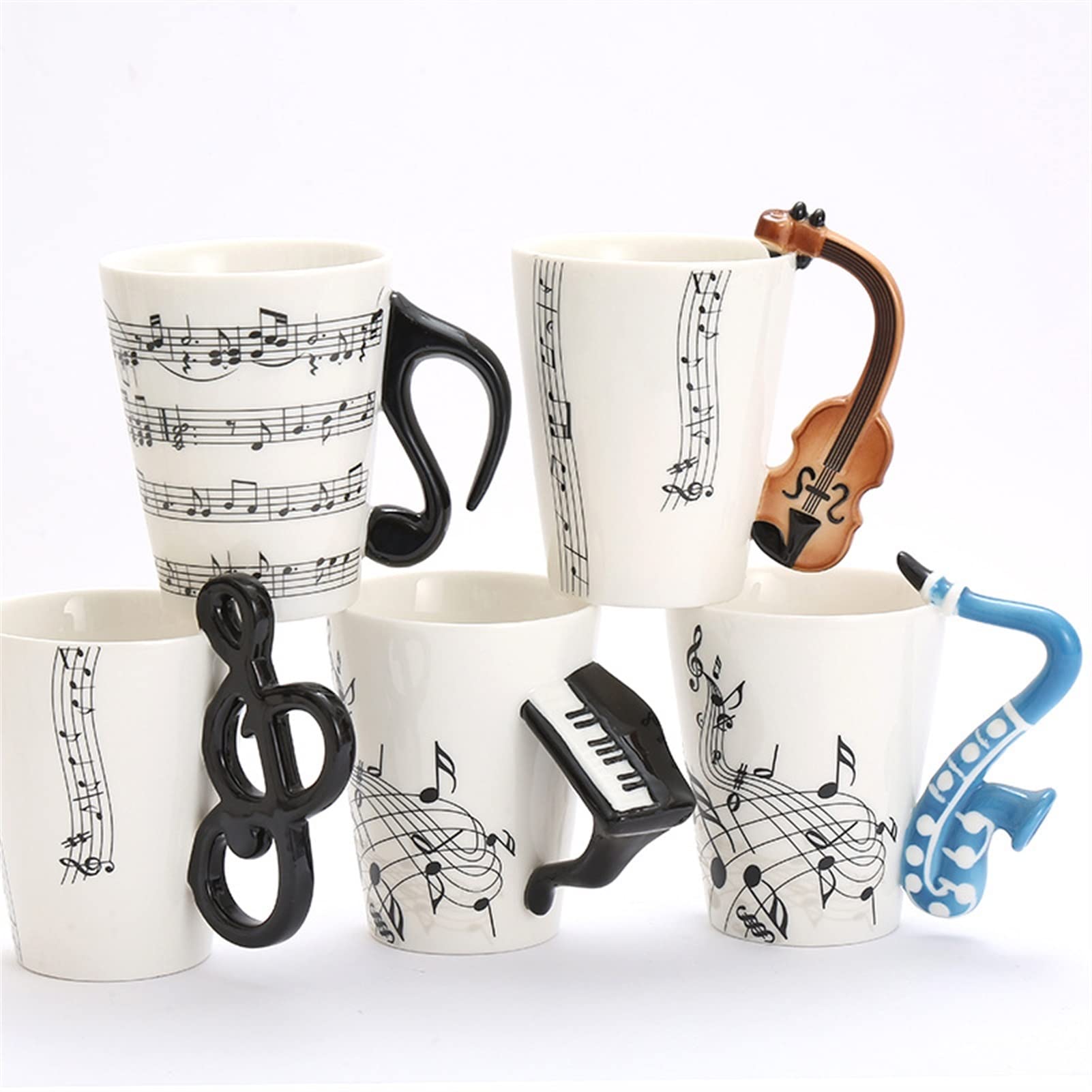 Tazze da tè 370ml MUSICA MUSICA MUSICA Creative Violin Style Guitar Guitar Tazza in ceramica Tazza da caffè Tazza da caffè con manico Tazze da caffè Tazze Novità Regali novità Tazze da infusione
