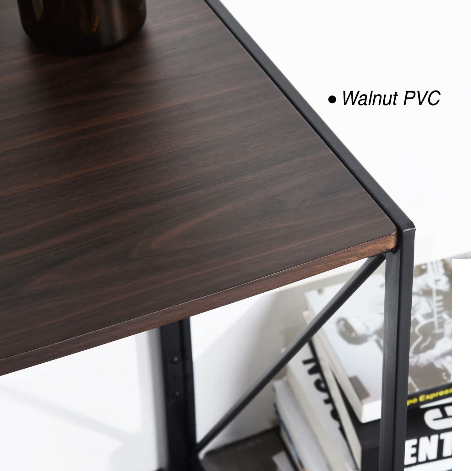 FurnitureR Tables de Couture et D'artisanat, Bureau Créatif et Efficace, Table Multifonctionnelle avec Rangement Pliable, Cadre en MDF et Métal, Pas de Montage Nécessaire, 100 x 50 x 75cm, Nnoyer