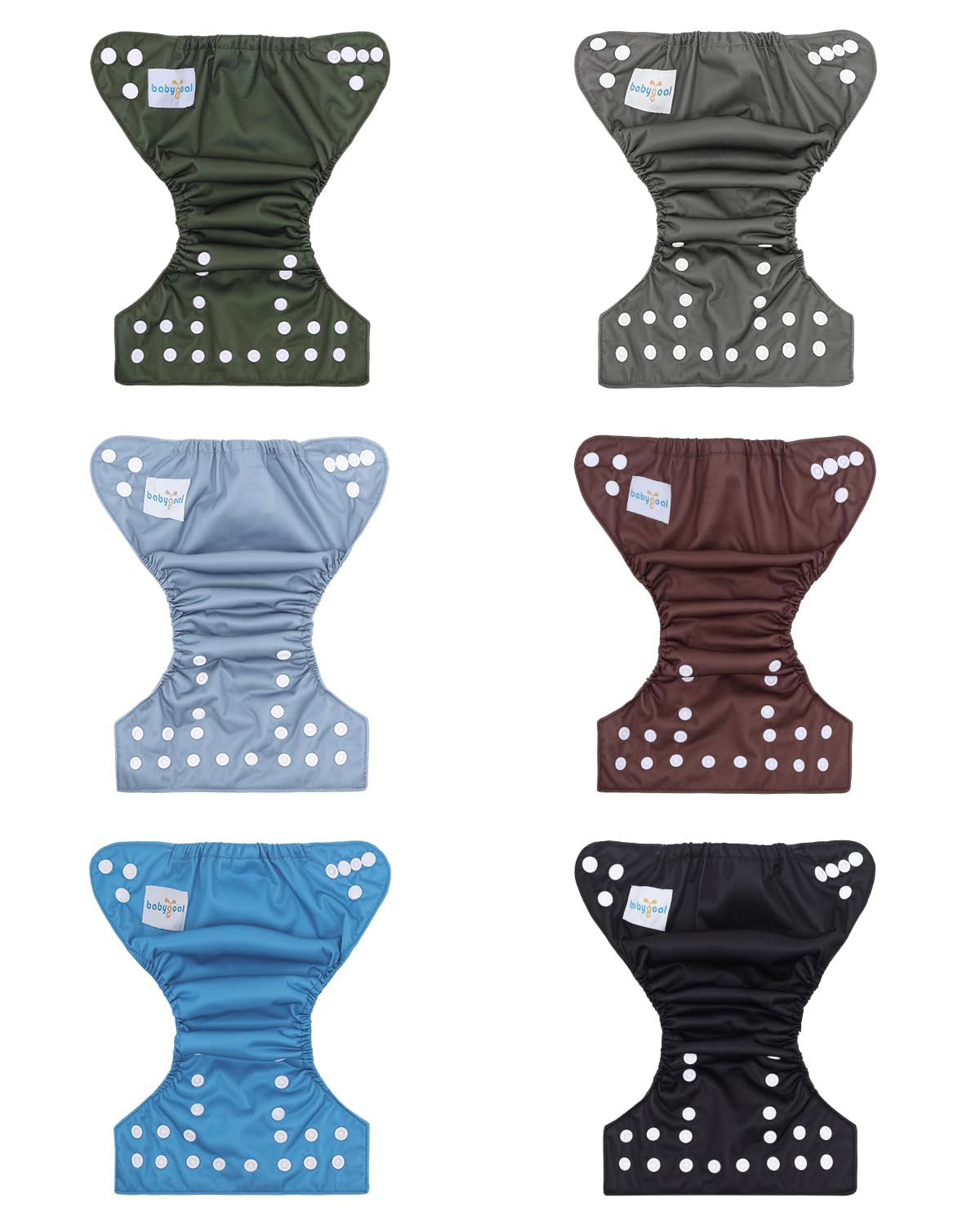 babygoal Pannolini in stoffa per neonati, confezione da 13 pezzi, da 2,3 a 5,4 kg, confezione da 6 con 6 inserti e borsa bagnata, riutilizzabili, lavabili e impermeabili, 6SFB01-SMB-B