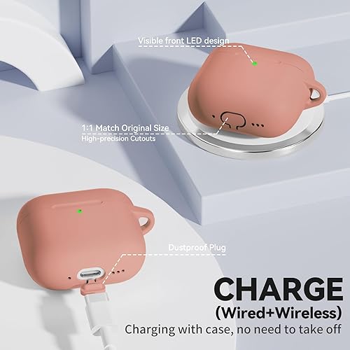 Miniatura 14 de Funda para AirPods 4, color rosa con kit de limpieza, funda de silicona suave para Airpod 4, compatible con Apple Airpods de 4ª generación 2024,