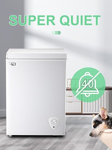 Miniatura 4 de Congelador de pecho pequeño de 3.5 pies cúbicos Mini congelador negro independiente puerta superior congelador ajustable 7 termostato y cesta