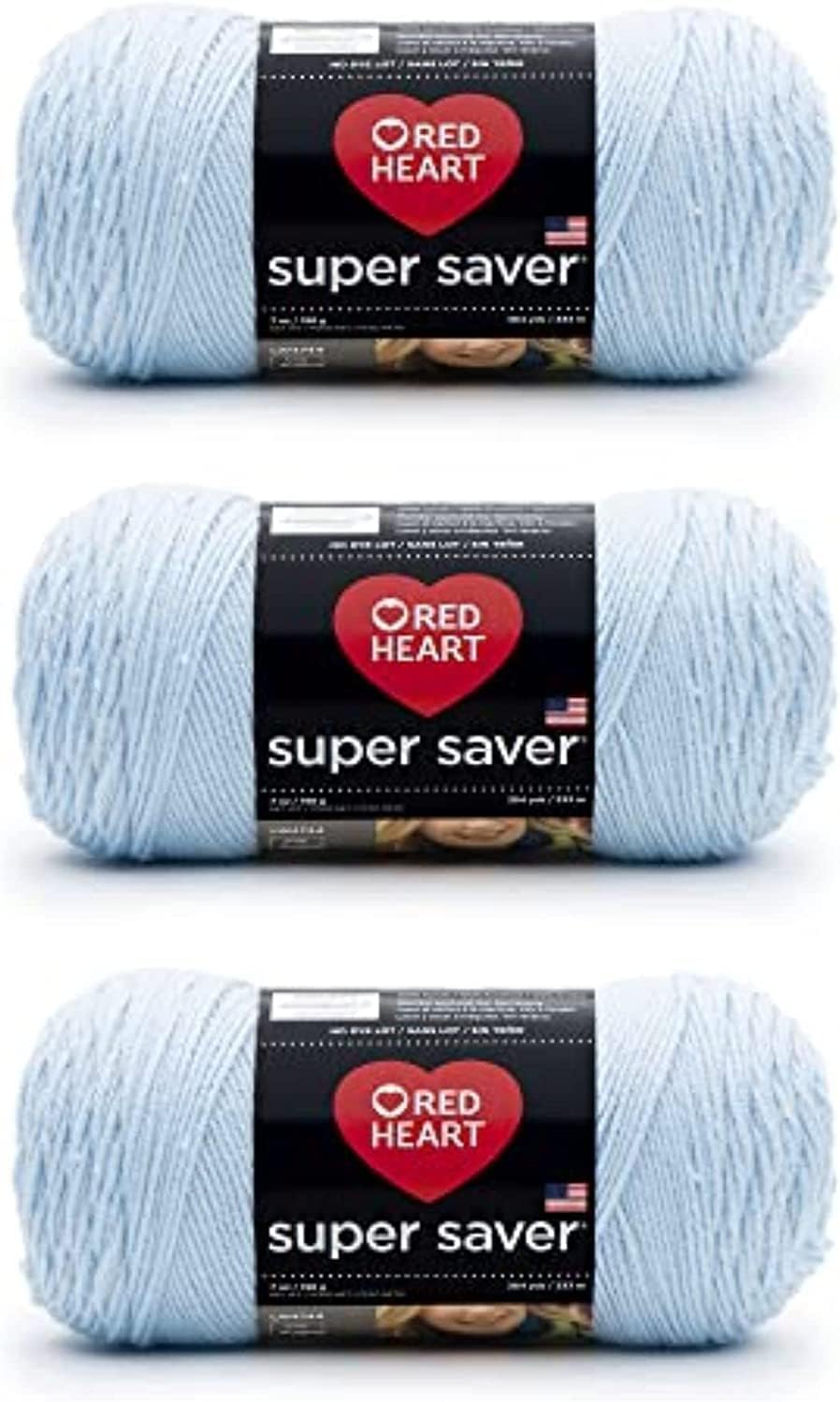 Super Saver Light Blue Yarn - 3 Pack of 198g/7oz - Acrylic - 4 Medium (Worsted) - 364 Yards - Knitting/Crochet