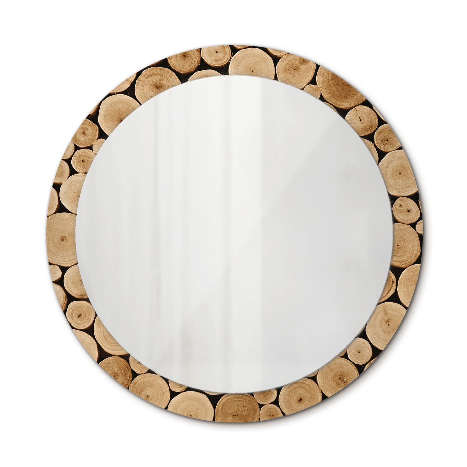 Miroir avec impression 90 cm rond en bois pour salon et chambre