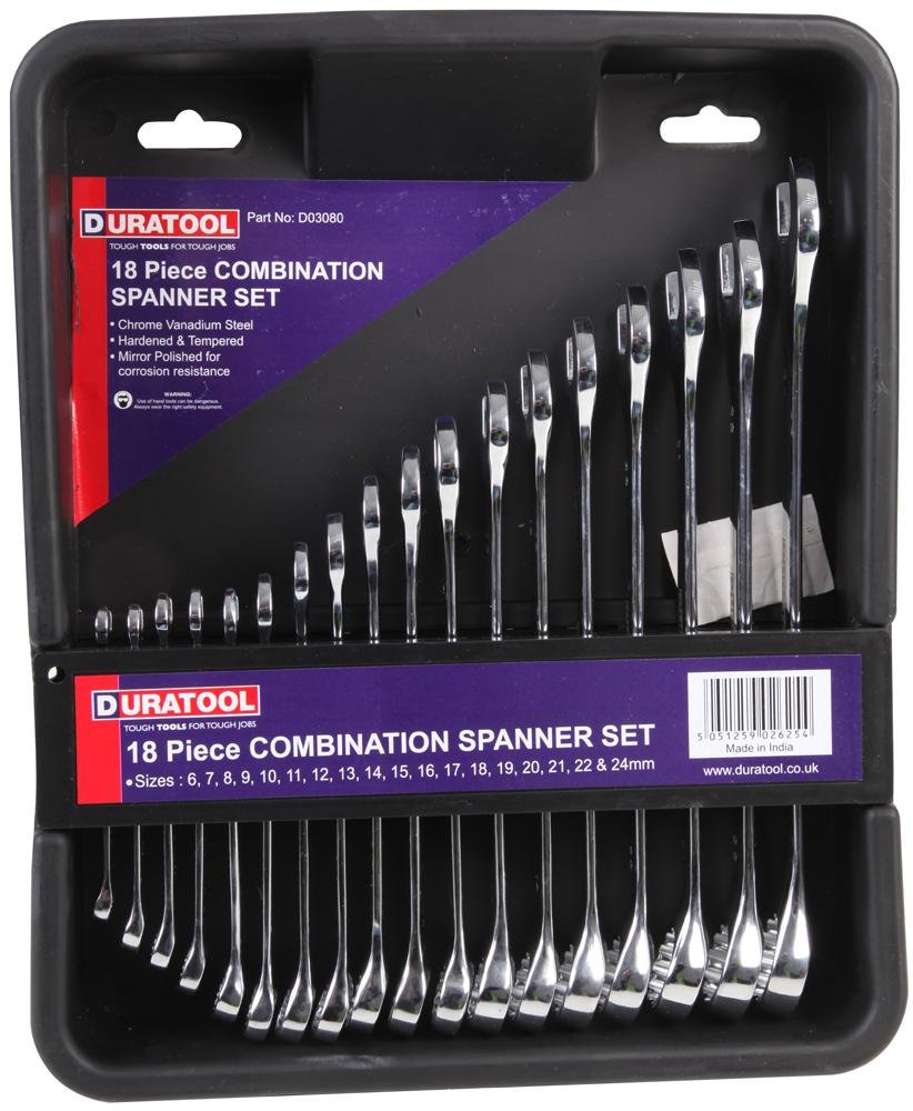 Set di chiavi combinate, 18 pezzi, 6-24 mm, contenuto del kit: 6, 7, 8, 9, 10, 11, 12, 13, 14, 15, 16, 17, 18, 19, 20, 21, 22, 24 mm e custodia, SVHC No SVHC (12-Jan-2017), chiavi e chiavi