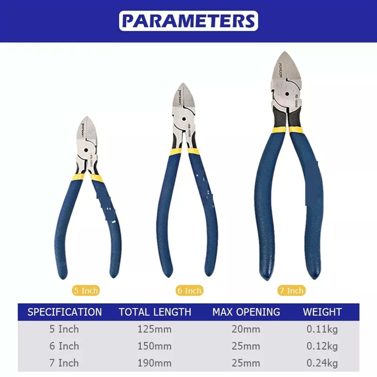 JINGYAN Alicates universales Diagonal Cutting Pliers Wire Stripping Tool Side Cutter Cable Burrs Nipper Electricians DIY Repair Hand Tools(5 Inch)