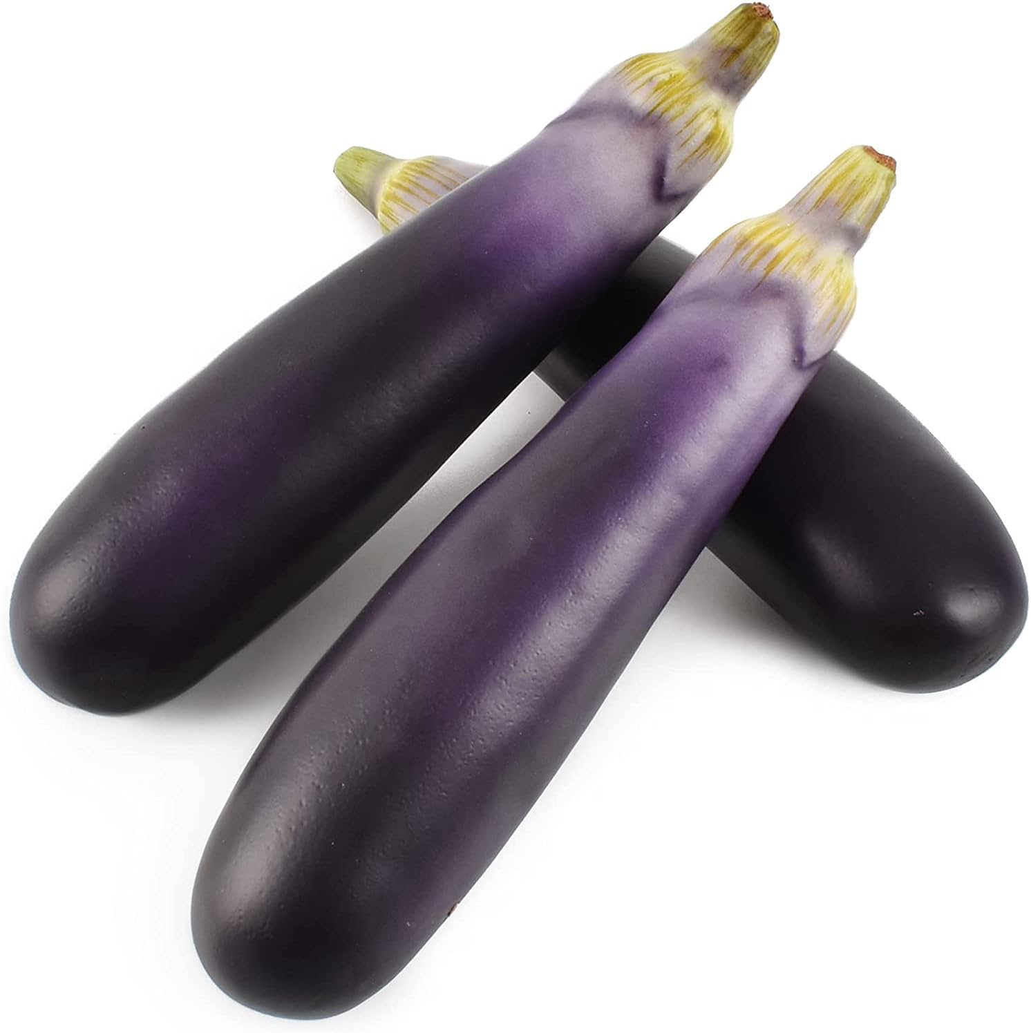Artificial Eggplants Simulation Eggplants Fake Vegetable Home Kitchen Decoration Photo Props Desk Ornament 3 PCS