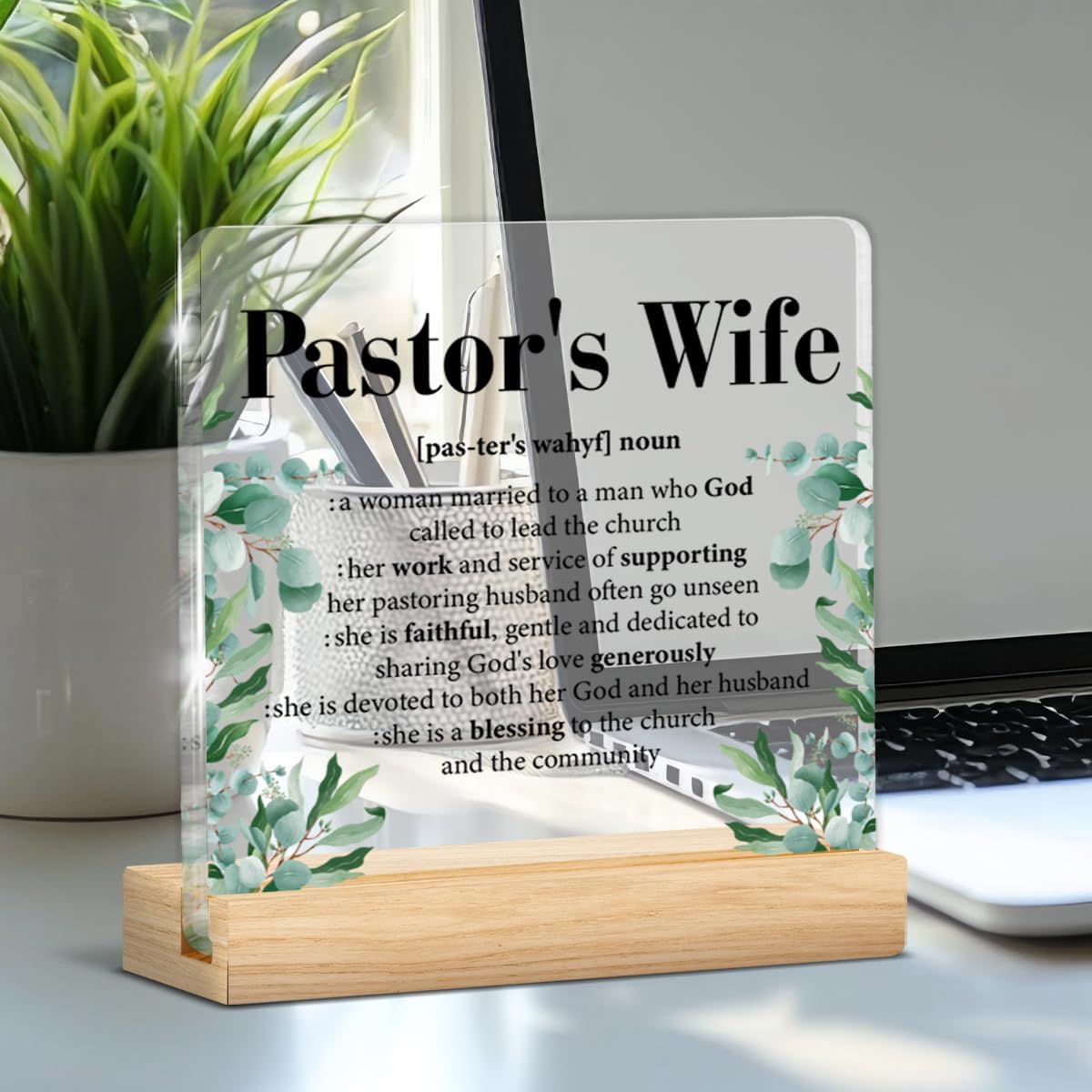 Pastor's Wife Gifts, Appreciation Gifts for Pastor's Wife Definition Clear Acrylic Desk Decorative Sign Decor - Image 4