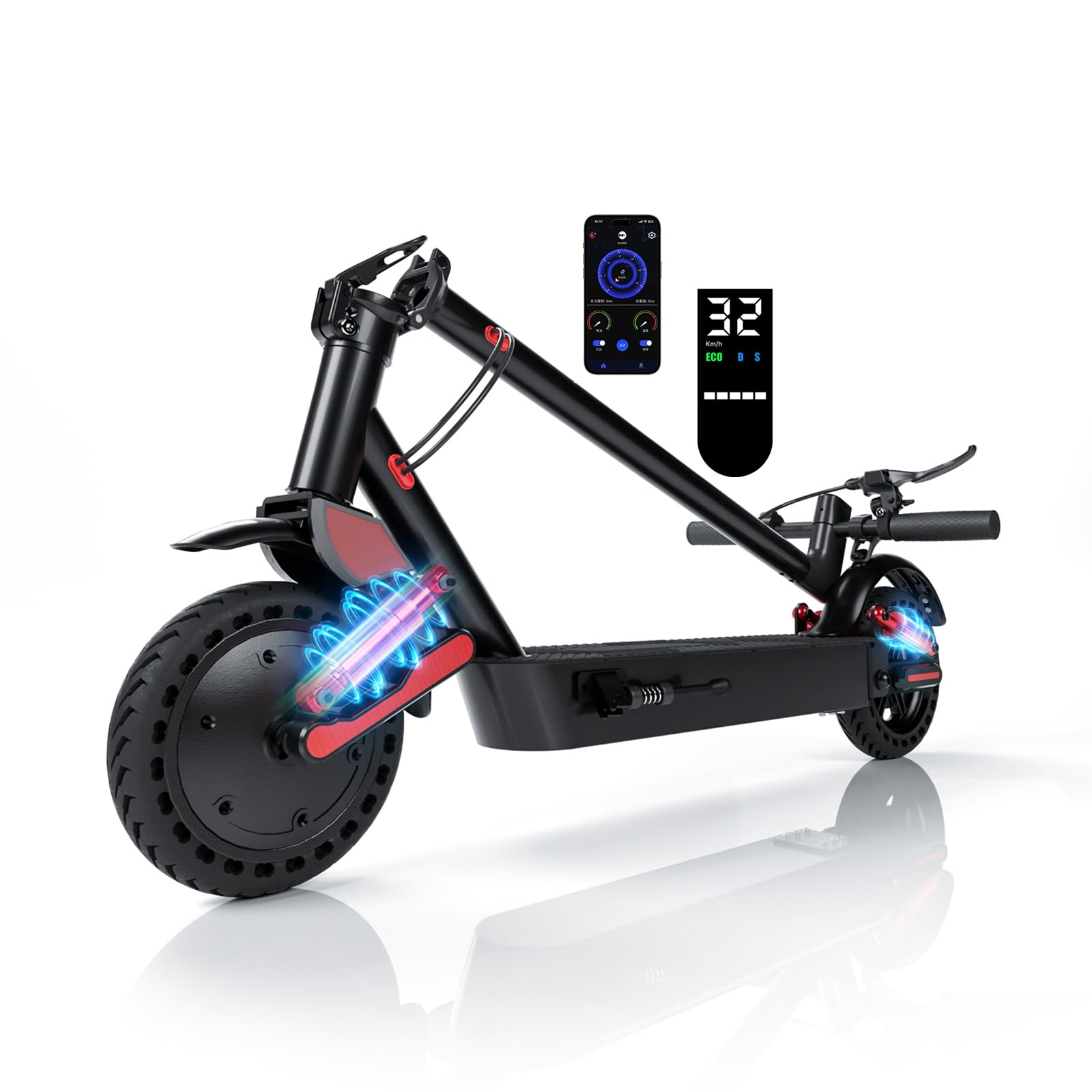 HX D06 Trottinette Électrique Adulte Pliable avec Batterie 16/25Ah, 500W et Double Suspensions, Autonomie 35-70 km Escooter, Vitesse Max 25 km/h, Pneu Plein 8.5", APP