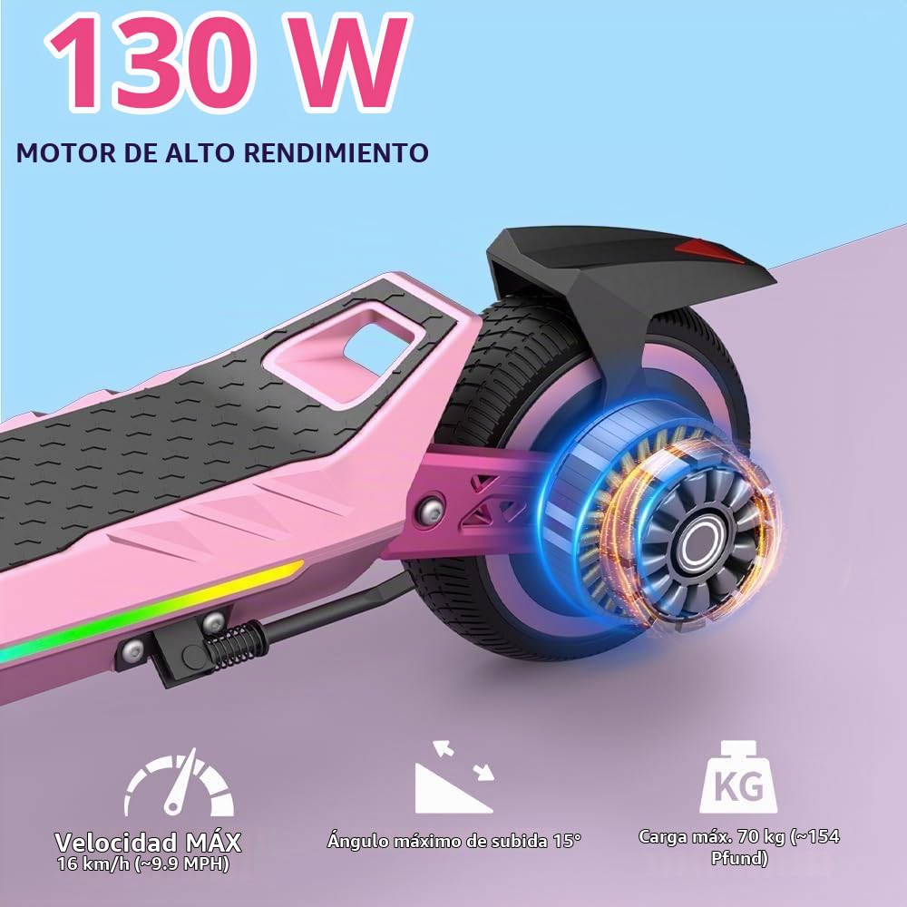 Patinete Eléctrico para Jóvenes U8 Todo Terreno - Doble Suspensión Delantera y Trasera - 16km/h Velocidad Máx, 10km Autonomía - Plegable y Ligero - Motor 110W - para Niños 8-16 Años