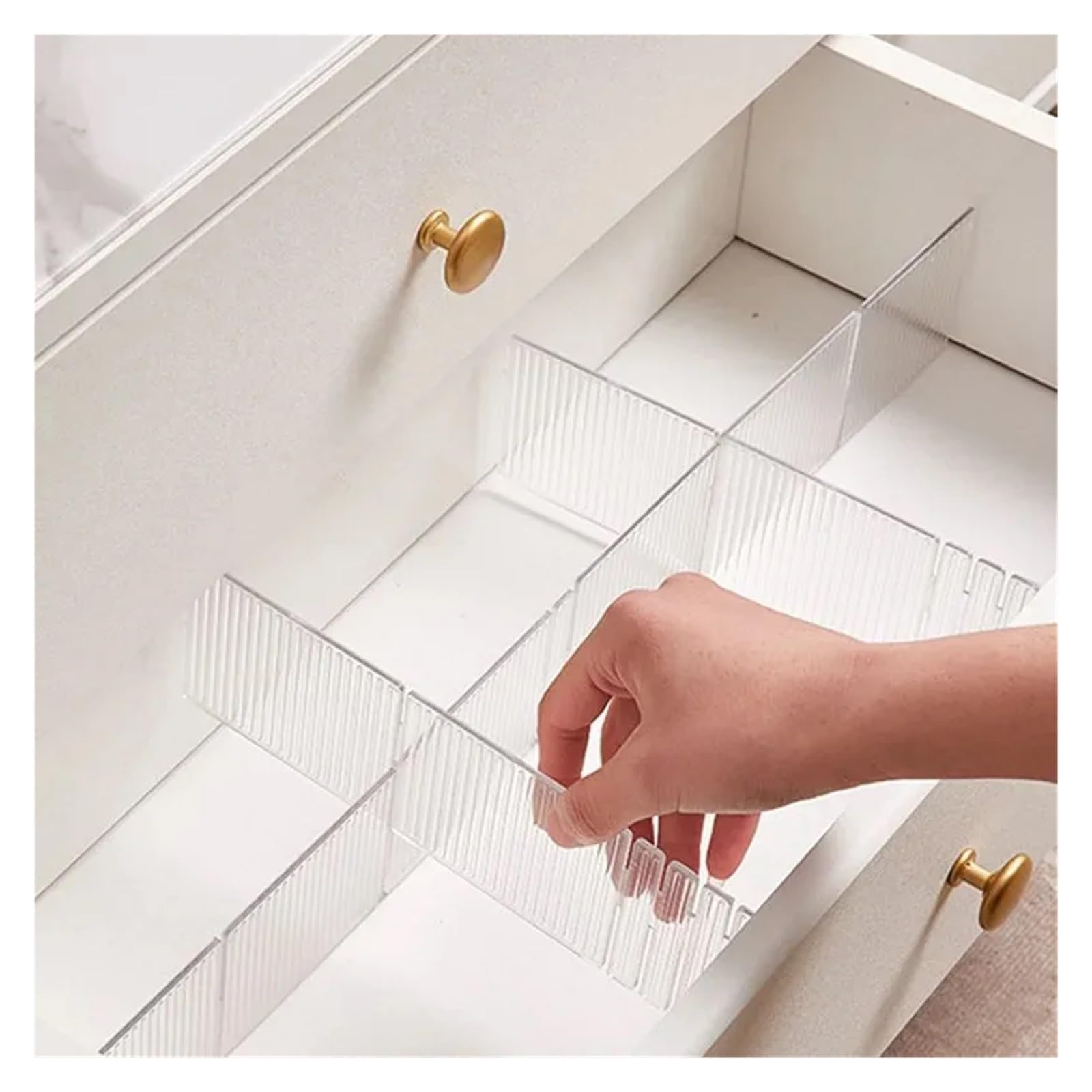 Cajas Organizadoras Cajones 4PCS Drawer Divider Adjustable Free Combination Partition Storage Shelves Wardrobe Closet Separator Underwear Socks(White)