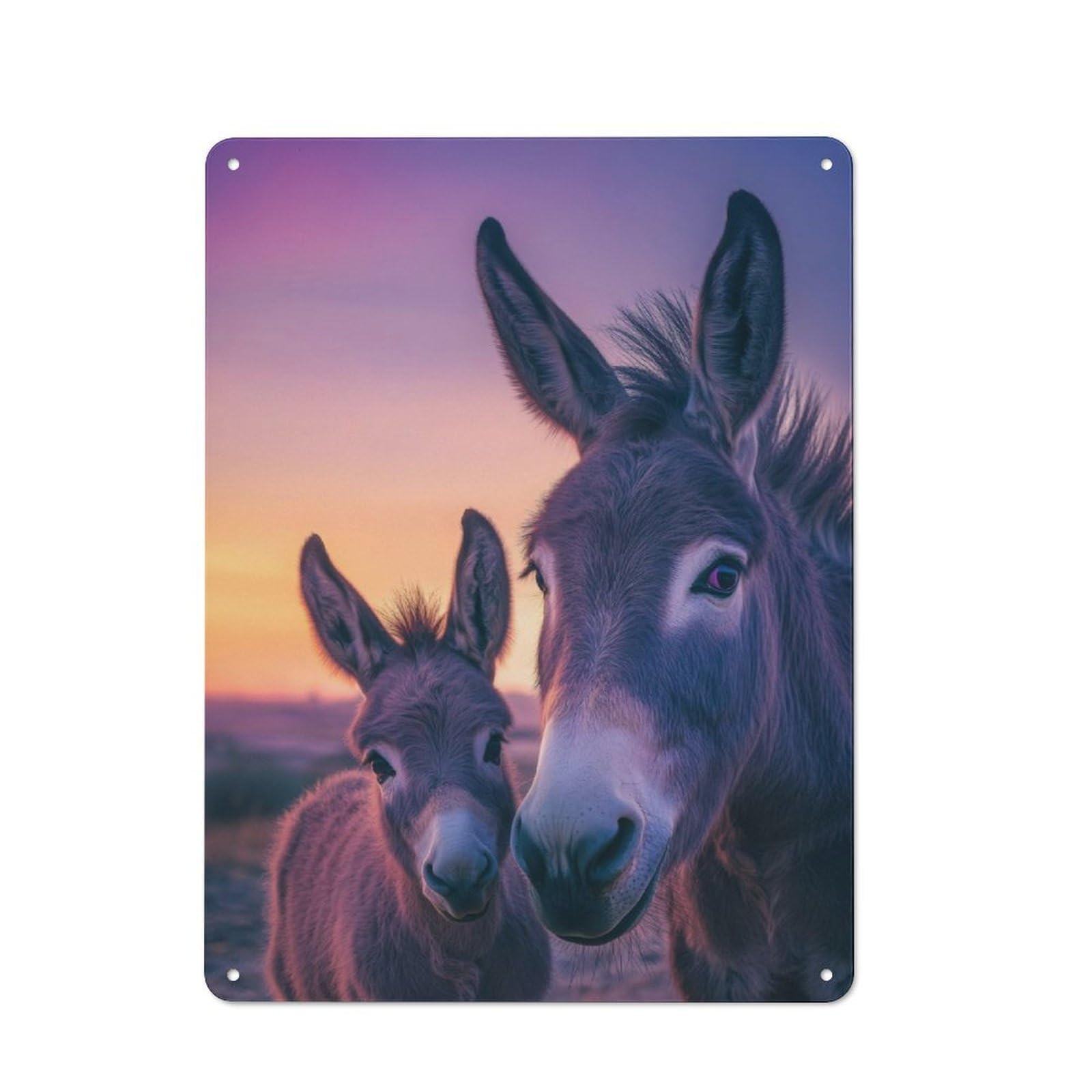 Junmoney Donkey Duo At Sunset Vintage Printed Metal Sign 40X30cm For Workshop Wall, A Decorative Gift For A Newly Furnished Workshop