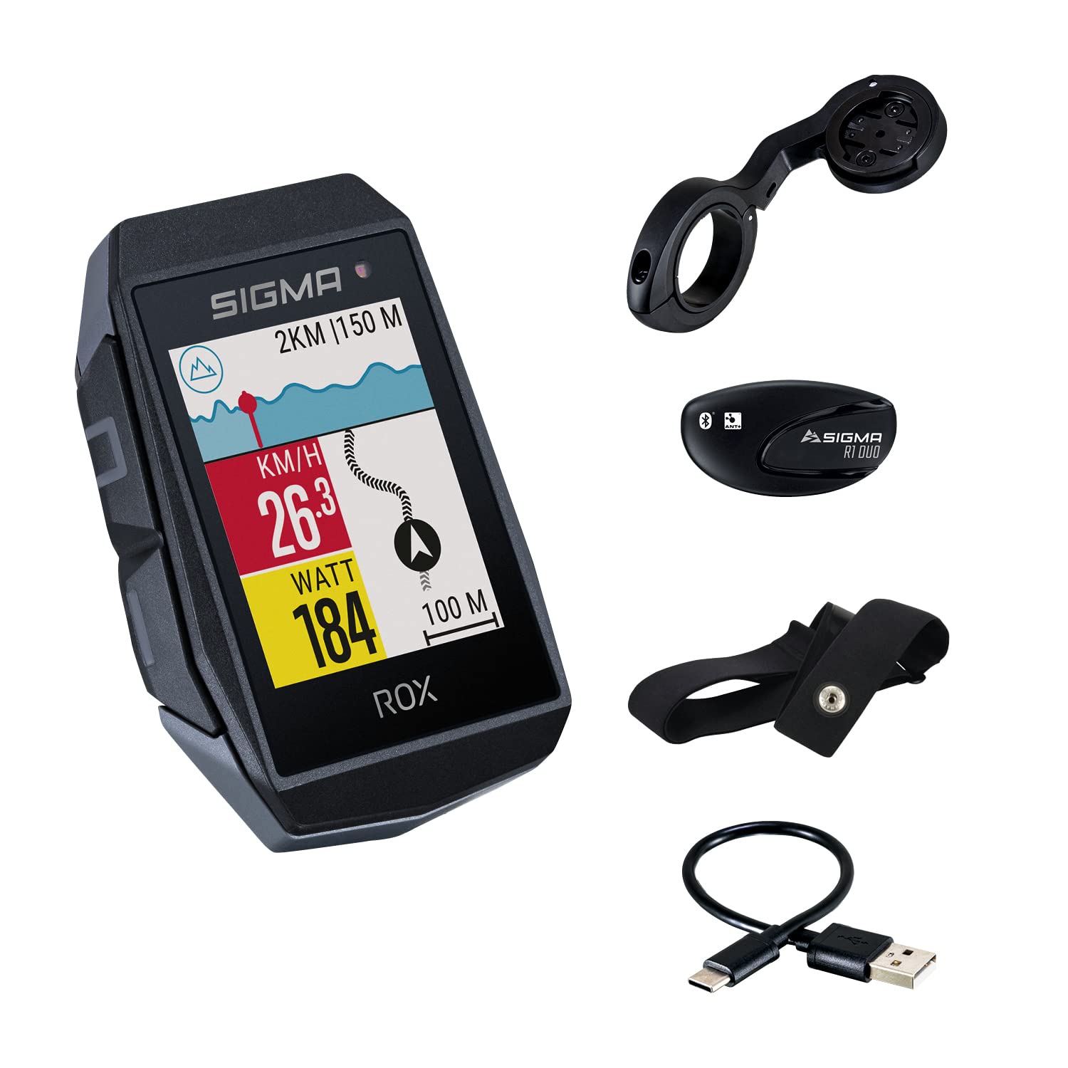 Zestaw Sigma Sport ROX 11.1 Evo White HR | Bezprzewodowy licznik cykli GPS i nawigacja z czujnikiem tętna w zestawie | Zewnętrzna nawigacja GPS z inteligentnymi funkcjami