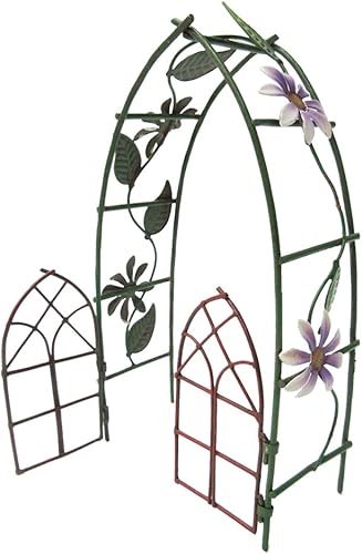 Pacific Giftware Mini accesorios de jardín de hadas encantados, decoración de metal, puerta de árbol de jardín, forma de arco con diseño floral, 6.5