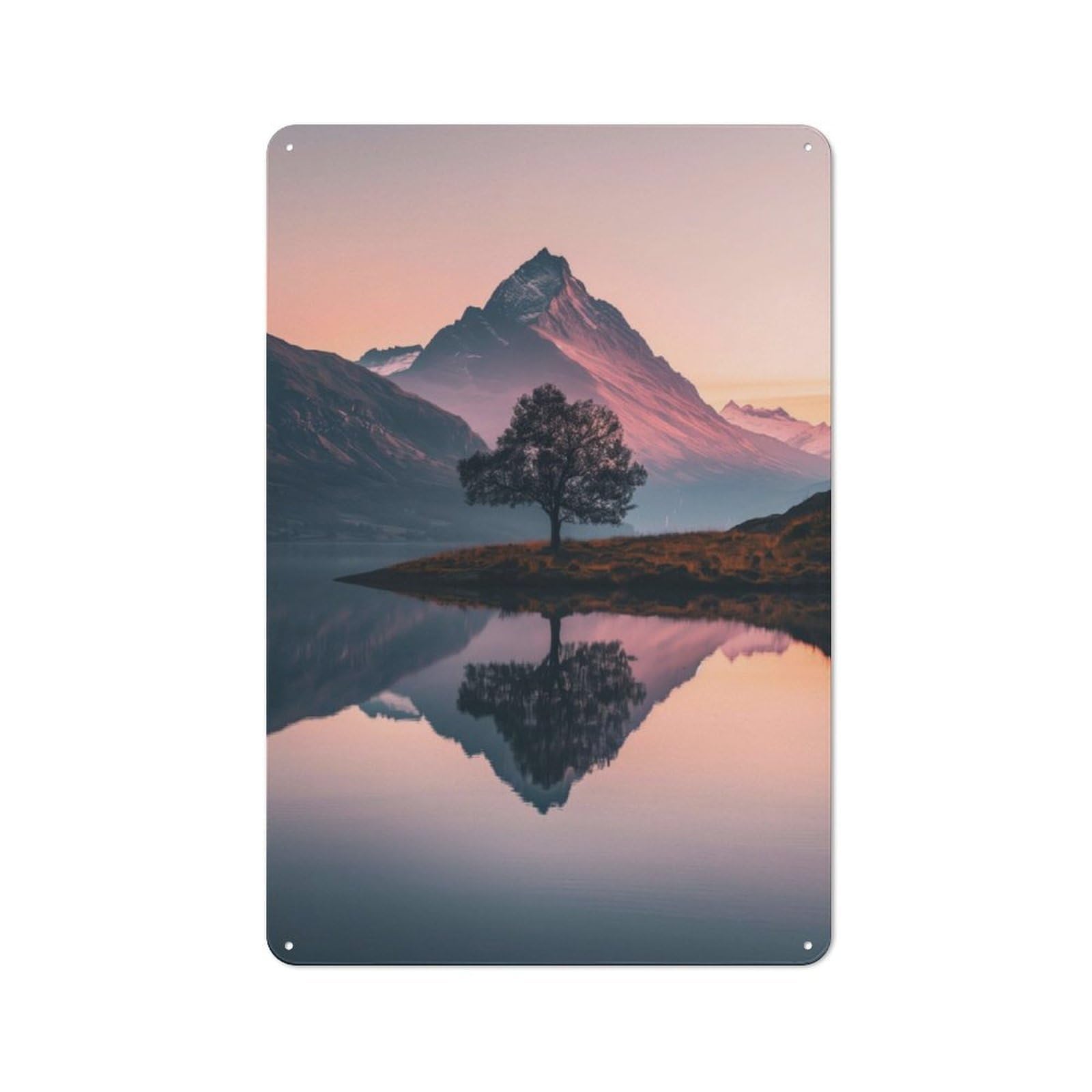 Junmoney Alpine Glow Reflection Retro Metal Sign 30X20cm For Lounge Or Reading Corner, For An Autumn Wall Display In Lounge And Reading Corner
