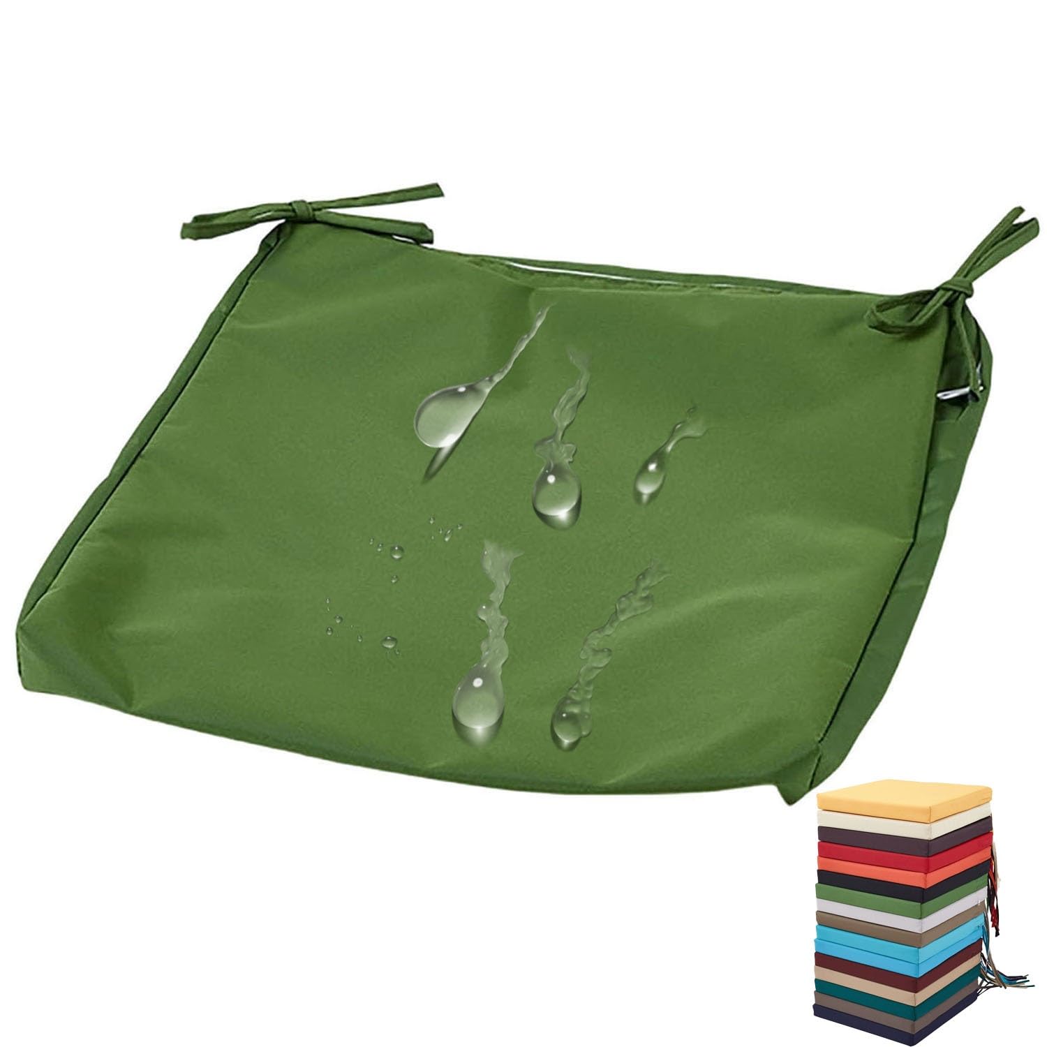 PLCIVSA Outdoor Seat Cushion Covers Waterproof with Zipper,Replacement Outdoor Patio Chair Cushion Slipcover 60x60cm 50x50cm Chair Pads Covers for Garden Rattan Furnitur(Grass green,48x48x10cm)