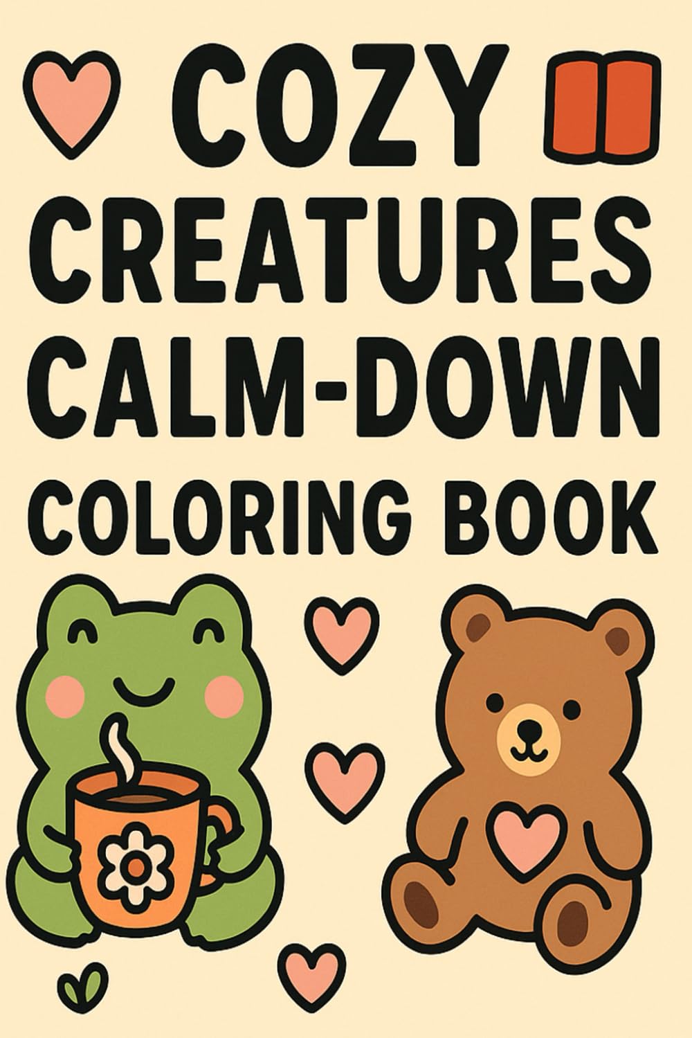 Cozy Creatures Calm-Down Coloring Book: Cute & Simple Kawaii Animal Designs for Relaxation and Stress Relief