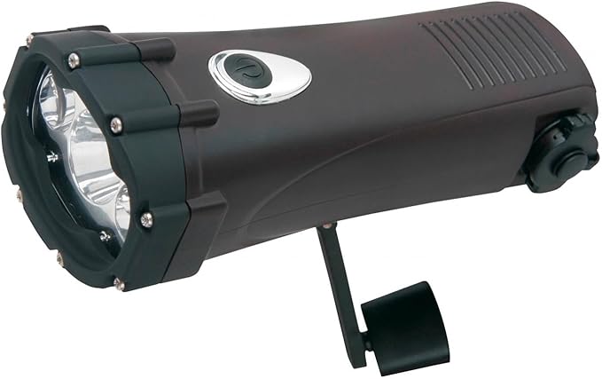 POWERplus Seahorse Dynamo Solar 3 LED Zaklamp, Staal, Zwart
