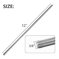 Vista 2 de 2 paquetes de varillas de acero inoxidable 304 de 3/8 "-16 roscas totalmente roscadas, 12 pulgadas de longitud, roscas para mano derecha