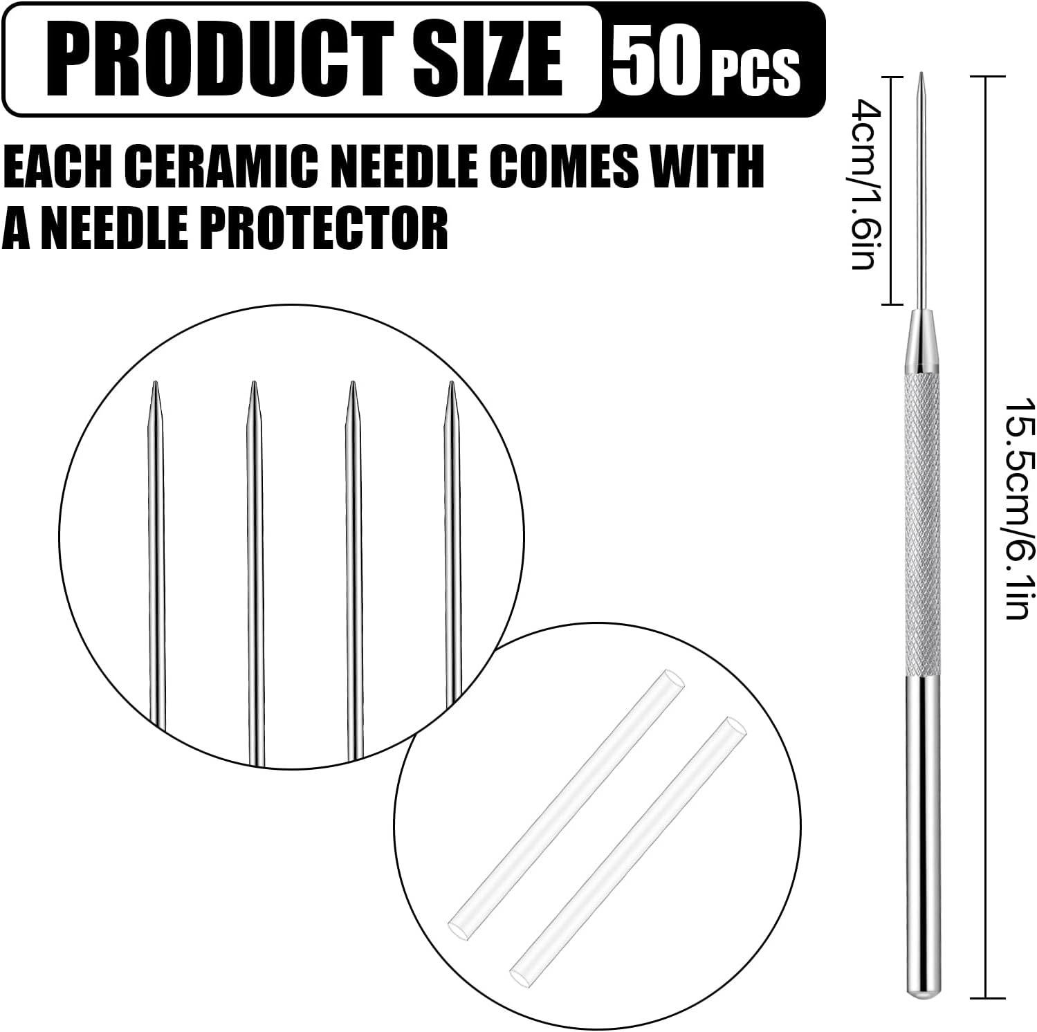 Lainballow 50 pcs Clay Needle Tools, Clay Modeling Tools, 6 in Ceramic Needle Detail Tools, Pottery Sculpture Needle Supplies for Clay Ceramic Pottery Sculpting Texturing Carving