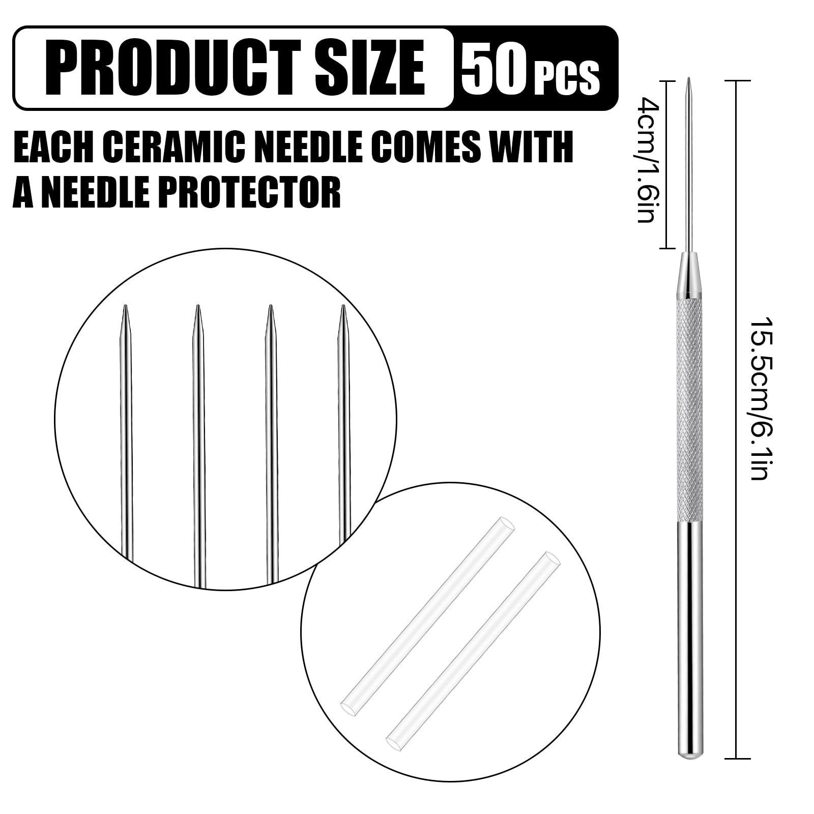Lainballow 50 pcs Clay Needle Tools, Clay Modeling Tools, 6 in Ceramic Needle Detail Tools, Pottery Sculpture Needle Supplies for Clay Ceramic Pottery Sculpting Texturing Carving