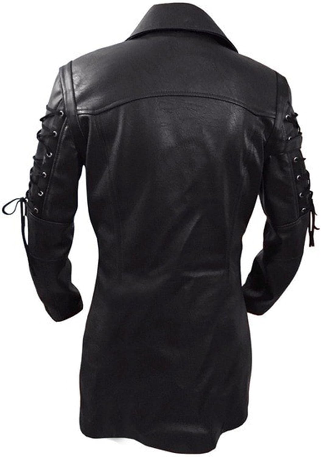 Mens Leather Long Trench Coat Mid-Length Vintage Faux Leather Jacket Fashion Motorcycle Jackets Overcoat